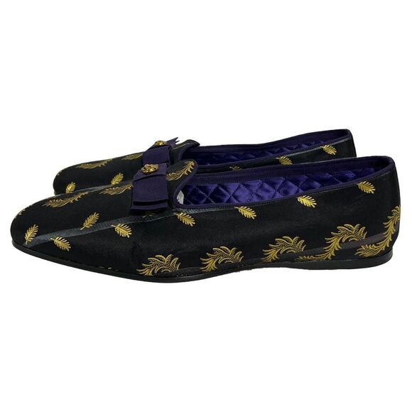 Gucci Slip-On Jacquard Dress Loafers in Black Satin